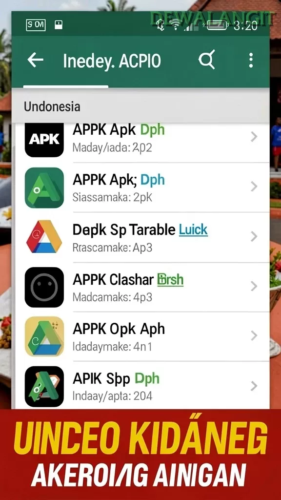 Cuplikan layar 8G8G — menu navigasi